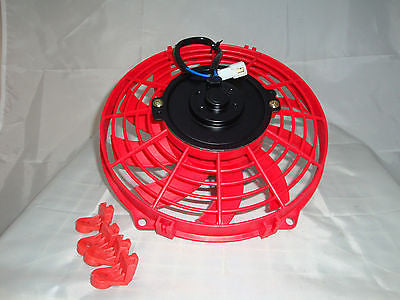 9 INCH 12V LOW PROFILE HIGH PERFORMANCE RED THERMO FAN 12VOLT