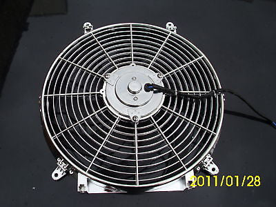 14 INCH 12v LOW PROFILE CHROM HIGH PERFORMANCE THERMO FAN 12volt