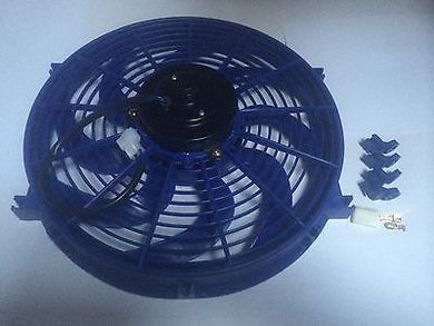 14 INCH 12v LOW PROFILE BLUE  HIGH PERFORMANCE THERMO FAN 12volt