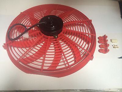 16 INCH 12v LOW PROFILE HIGH PERFORMANCE RED THERMO FAN 12volt