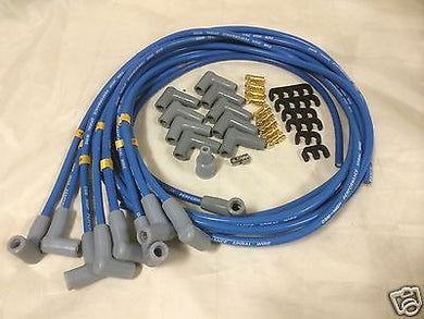 Ford Mustang Windsor 289 302 351 w IGNITION LEADS 8.5MM 90 DEGREE BLUE MALE CAP