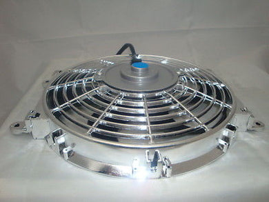 10 INCH LOW PROFILE CHROME HIGH PERFORMANCE THERMO FAN SILVER MOTOR