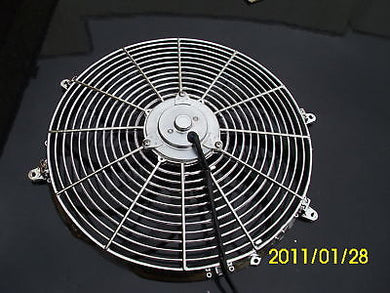 16 INCH 12v LOW PROFILE CHROME  HIGH PERFORMANCE THERMO FAN