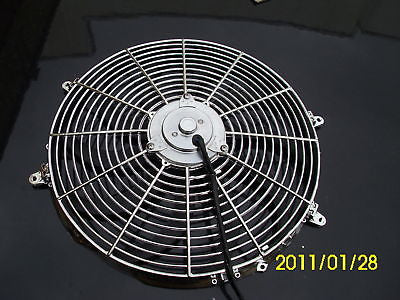 16 INCH 220W 12v LOW PROFILE CHROME HIGH PERFORMANCE THERMO FAN 12v.