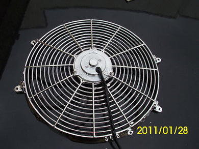 16 INCH 220W 12v  LOW PROFILE CHROME  HIGH PERFORMANCE THERMO FAN 12v