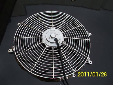 16 INCH 220W 12v  LOW PROFILE CHROME  HIGH PERFORMANCE THERMO FAN 12v
